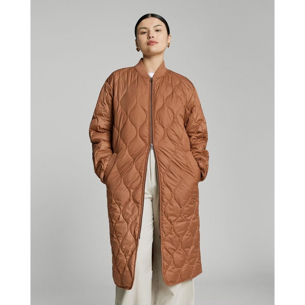 EVERLANE ReNew Long Puffer Coat Quilted Golden-Brown Size Small - Picture 1 of 14